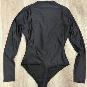 Skims Womens Black Zipper Front Bodysuit